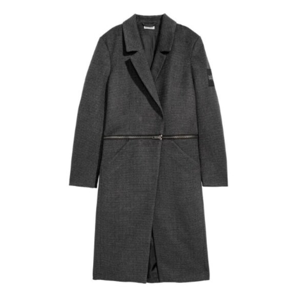 Divided By H&M Gray Double-breasted Notch Lapels Long Sleeves Coat Size 14 - Picture 1 of 14